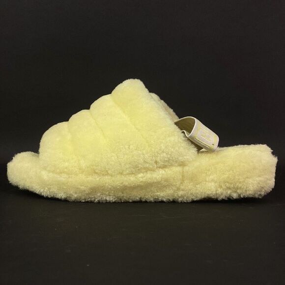 UGG Fluff Yeah Women 10 Sunshine Yellow Skeepskin Indoor Slippers/Slide 1110085 - Picture 5 of 9